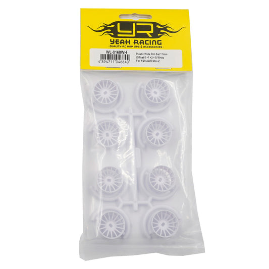 Yeah Racing Plastic Wide Rim Set 11mm (OFFSET 0 +1 +2 +3) White for 1/28 AWD MINI-Z Yeah Racing