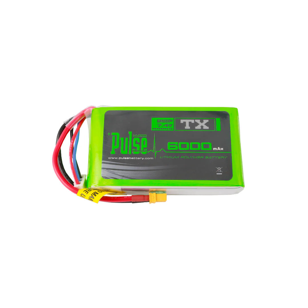 Pulse: 6000mAh Transmitter 2S 7.4V LiPo Battery For Radio Master Boxer and MT12 Heli Direct