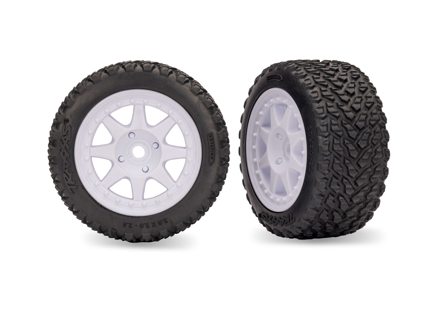 Traxxas White Front Mini Rally Wheels with Hard Tires (2) TRAXXAS