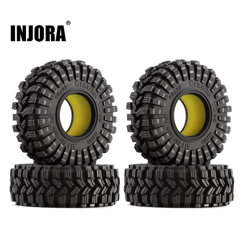 INJORA 1.0" 62*22mm King Trekker Tires & Silicone Rubber Inserts Combo (4) (T1014) INJORA