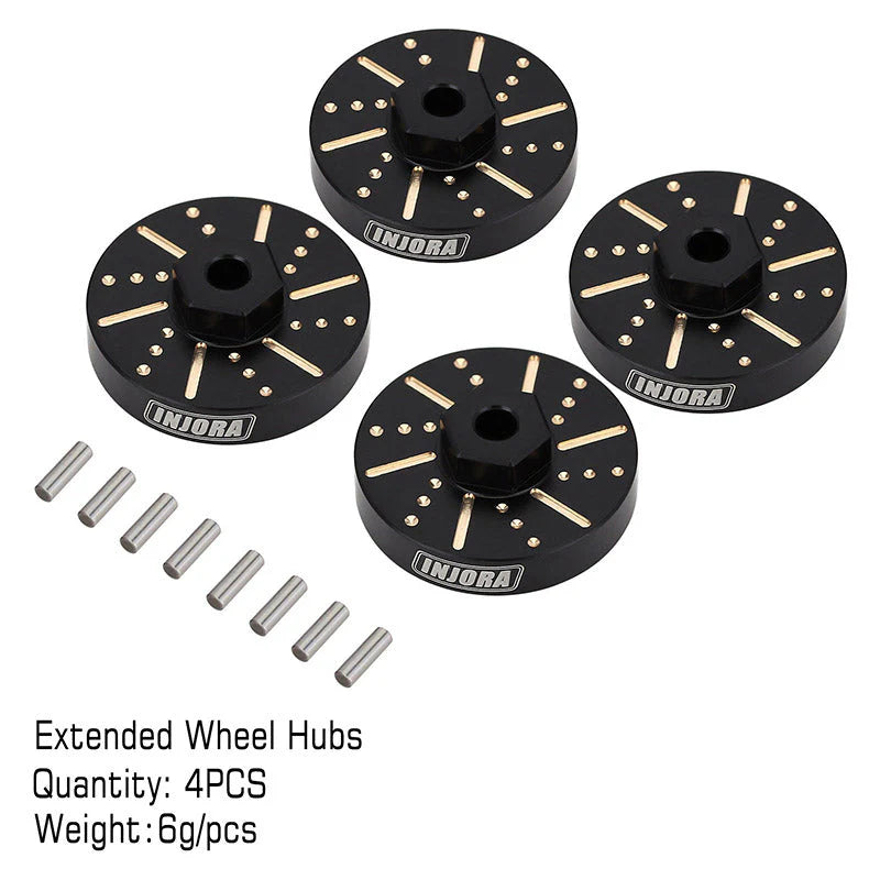 INJORA 4pcs 6g/pcs Black Wheel Weights with Wheel Hex Hubs for Axial SCX24 AX24 INJORA