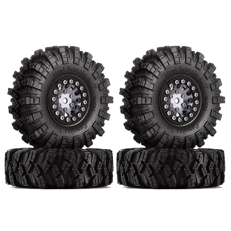 INJORA 1.0" 62*20.5mm Wheel Rims Mud Terrain Tires Set For 1/24 RC Crawlers (4) (W1049-T1007) INJORA