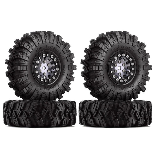 INJORA 1.0" 62*20.5mm Wheel Rims Mud Terrain Tires Set For 1/24 RC Crawlers (4) (W1049-T1007) INJORA