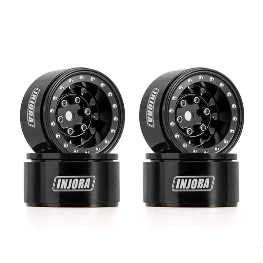 INJORA 1.0" Negative Offset 2.85mm Beadlock Aluminum Wheel Rims for 1/24 RC Crawlers (4) (W1009) INJORA