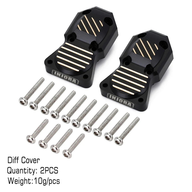 INJORA: 2pcs 10g/Pcs Black Brass Diff Covers For Axial SCX24 AX24 INJORA