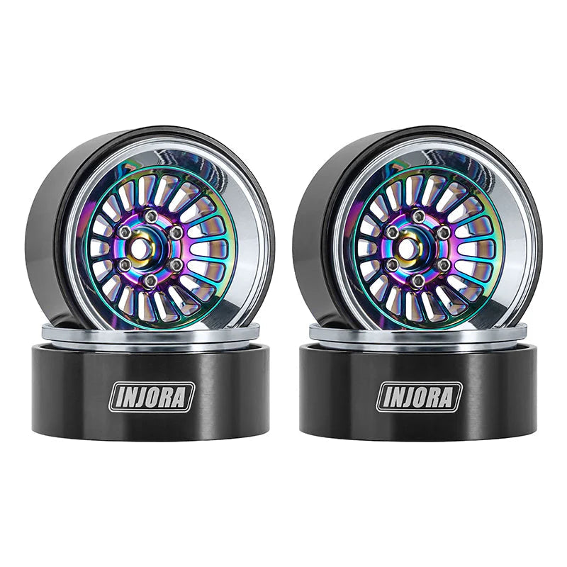 INJORA Turbine 1.3" CNC Aluminium Beadlock Wheels for 1/24 1/18 RC Crawler (YQW-1303SR) INJORA