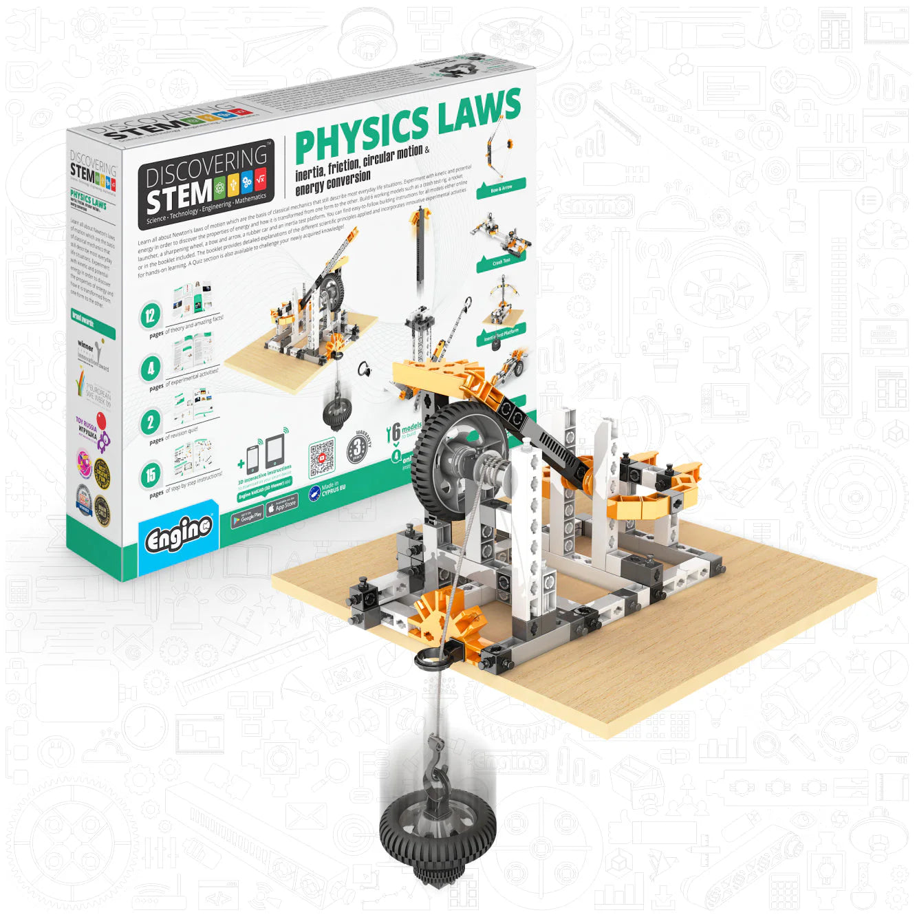 Engino Discovering STEM Physics Laws Set – Learning Inertia, Friction, Circular Motion & Energy Conservation Engino