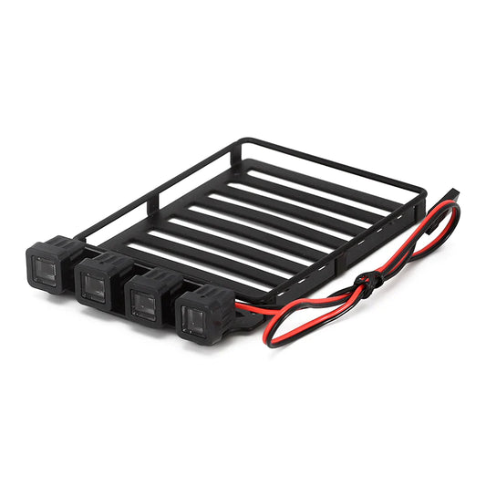 INJORA Roof Rack Luggage Carrier With Spotlights For Axial SCX24 Jeep Wrangler JLU (SCX24-96)