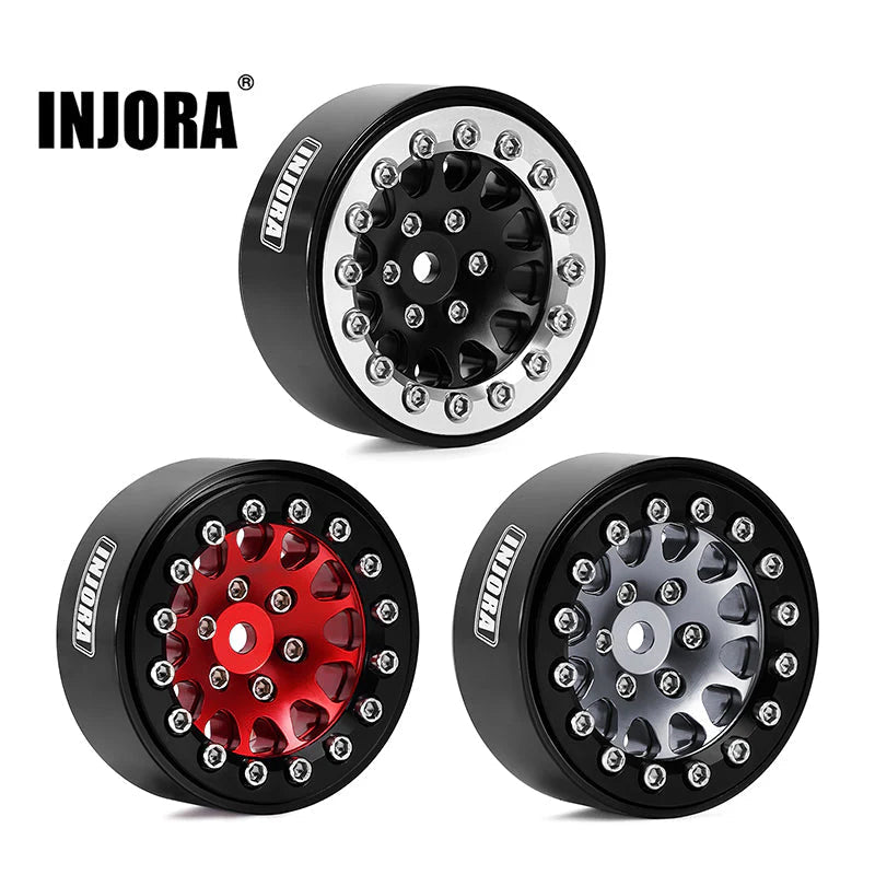 INJORA 1.3" Aluminium Beadlock Wheels for 1/24 1/18 RC Crawler (W1311) (YQW-1311) INJORA