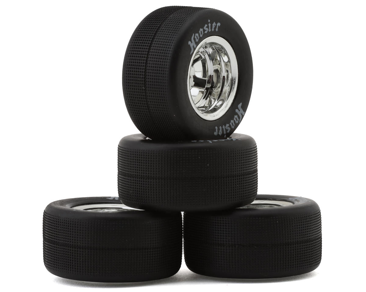 1RC Racing Pre-Mounted 1/18 Asphalt Late Model Hoosier Tires (Chrome) (4) (F/R) (Soft) Amain Hobbies
