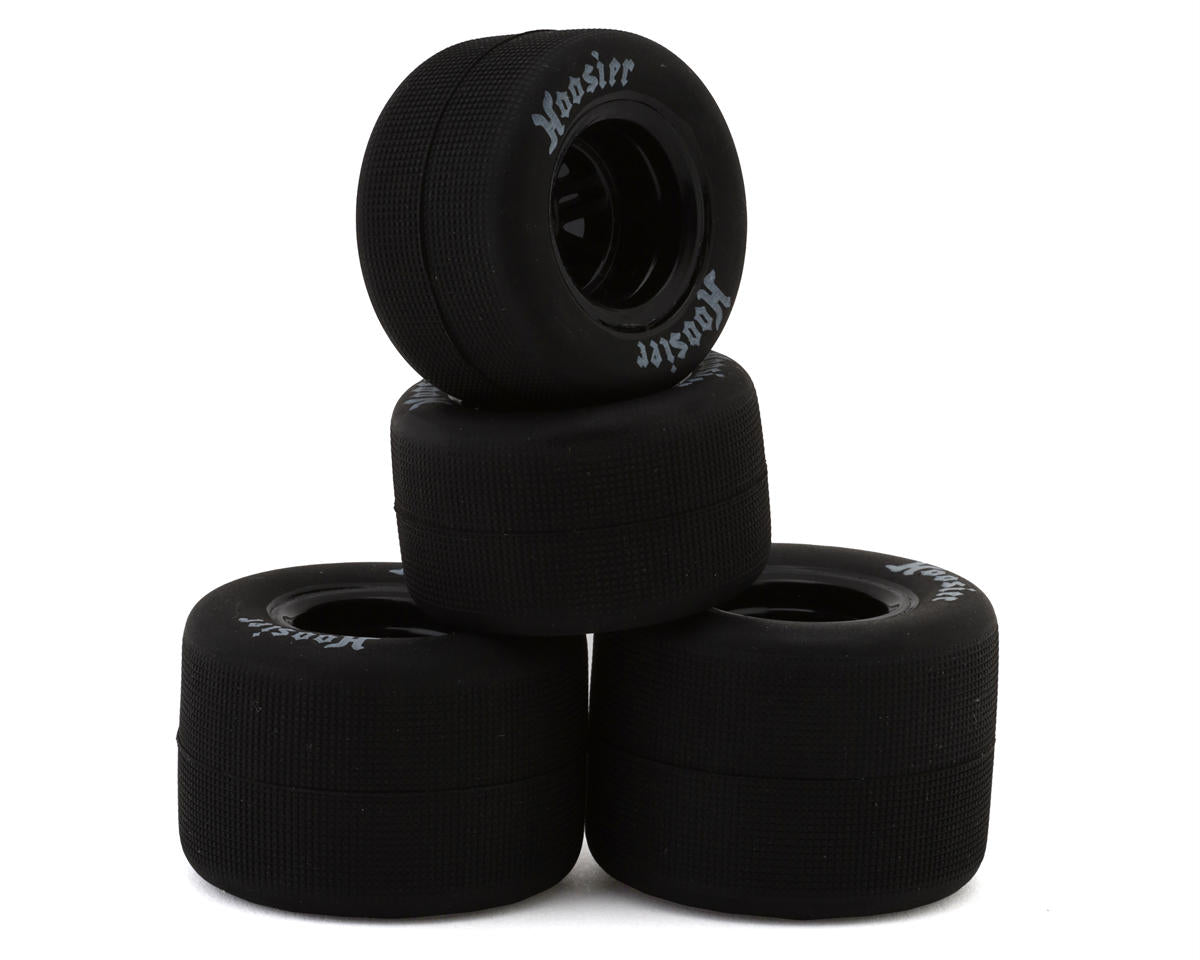 1RC Racing Pre-Mounted 1/18 Super Modified Hoosier Tires (Black) (4) (F/R) (Soft) Amain Hobbies