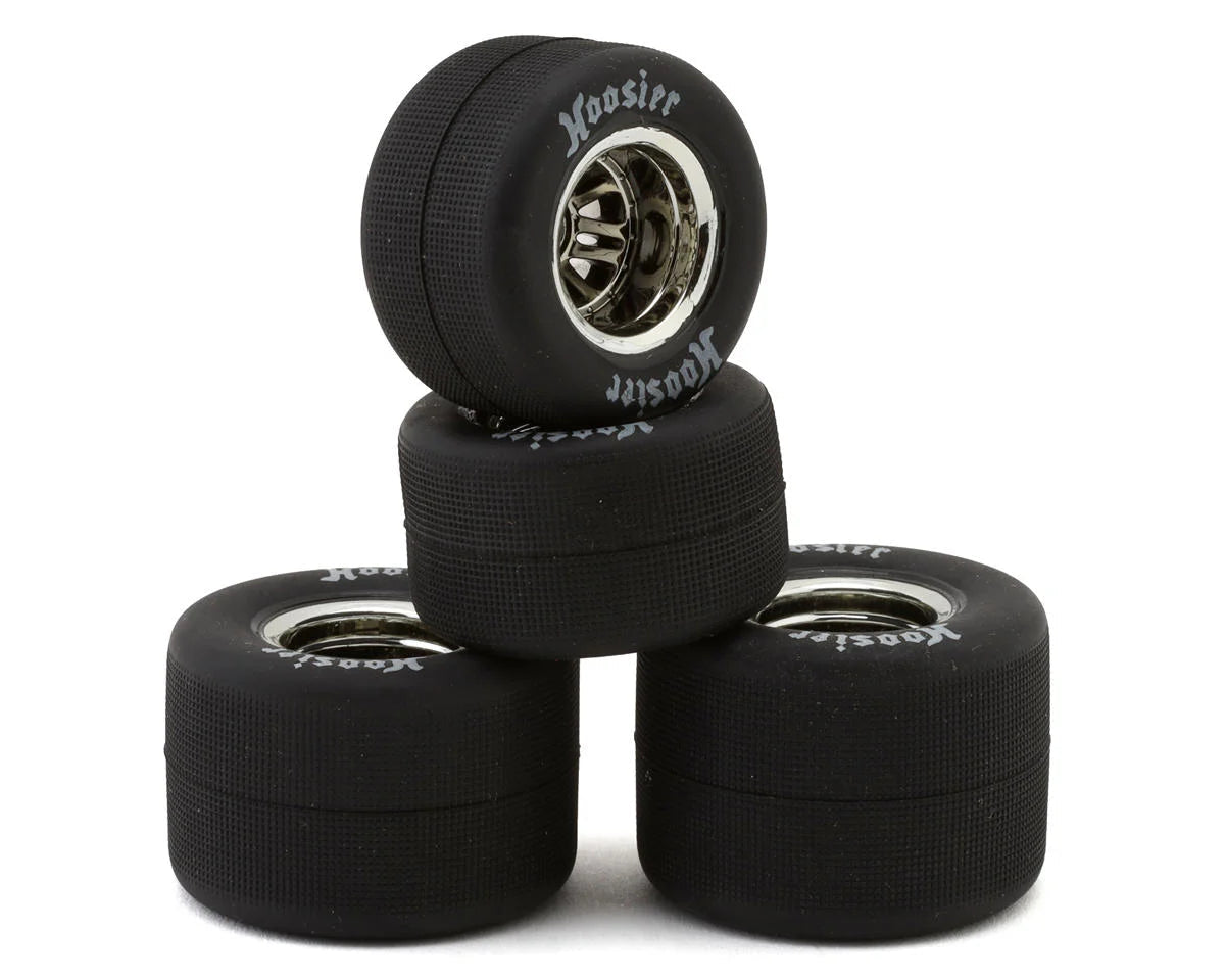 1RC Racing Pre-Mounted 1/18 Super Modified Hoosier Tires (Chrome) (4) (F/R) (Soft) Amain Hobbies