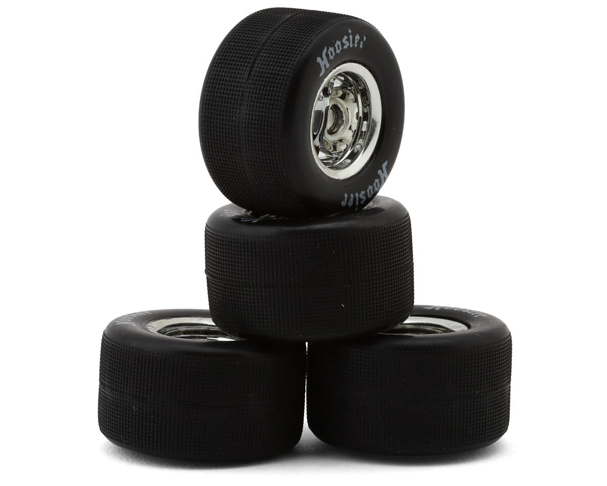 1RC Racing Pre-Mounted 1/18 Asphalt Modified Hoosier Tires (Chrome) (4) (F/R) (Soft) Amain Hobbies