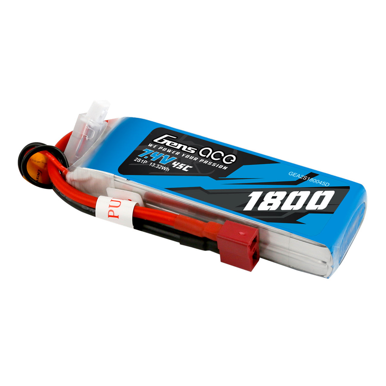 Gens Ace: 1800mAh 7.4V 2S1P 45C Lipo Battery Pack With Deans Plug GensTattu