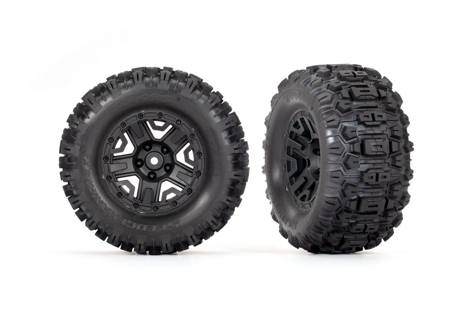 Traxxas 2.8" Black 5-Spoke Wheels & Sledgehammer Tires (2) TRAXXAS