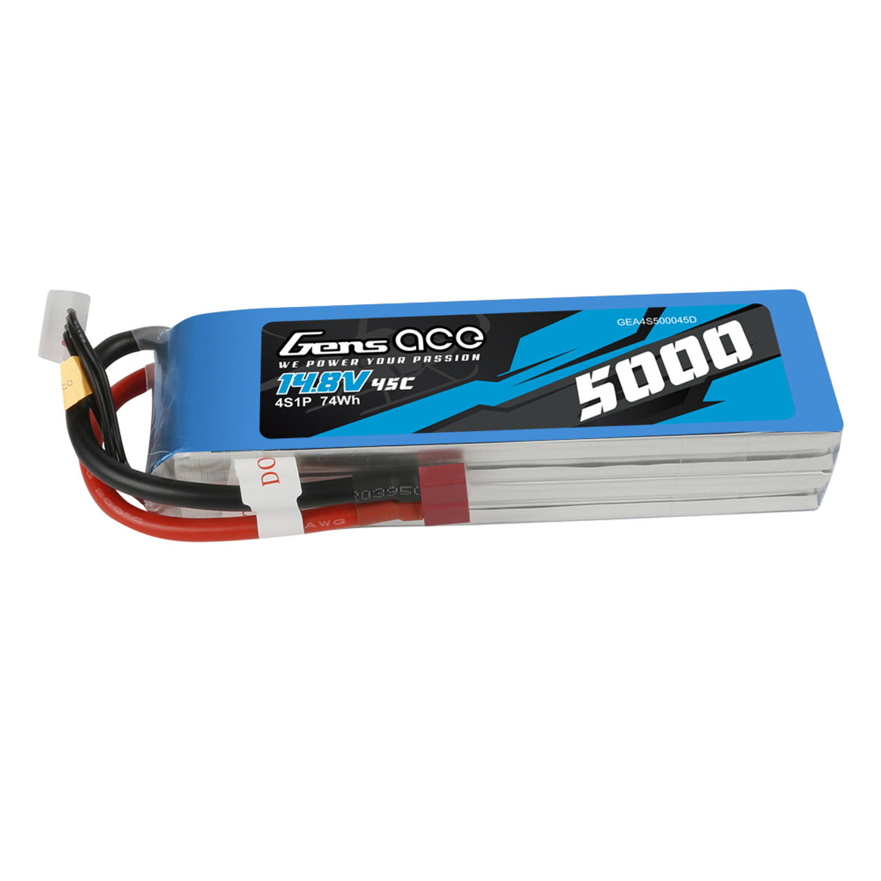 Gens Ace 5000mAh 4S 45C 14.8V Lipo Battery Pack with Dean Plug GensTattu