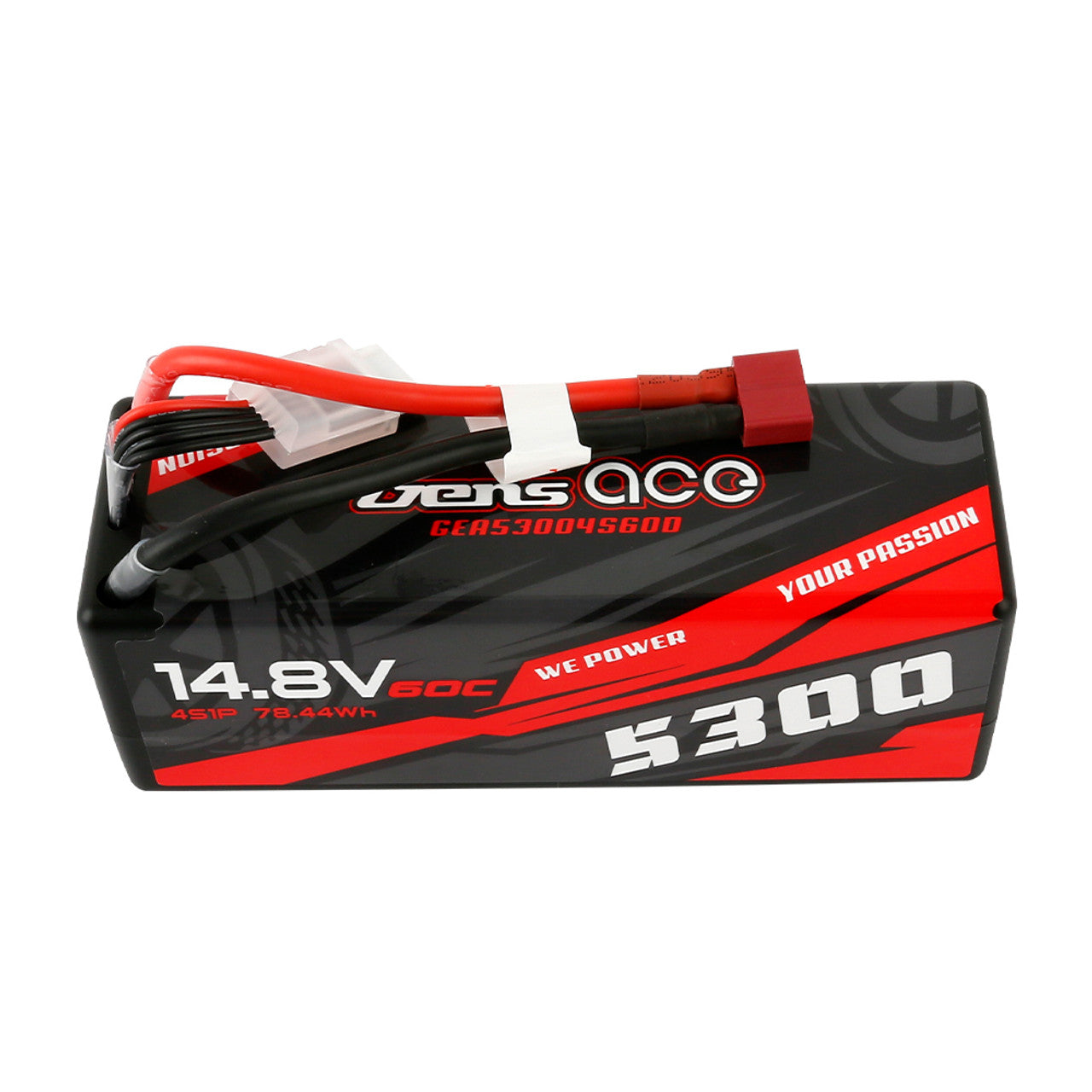 Gens Ace 5300mAh 14.8V 60C 4S1P HardCase Lipo Battery14# With Deans Plug GensTattu