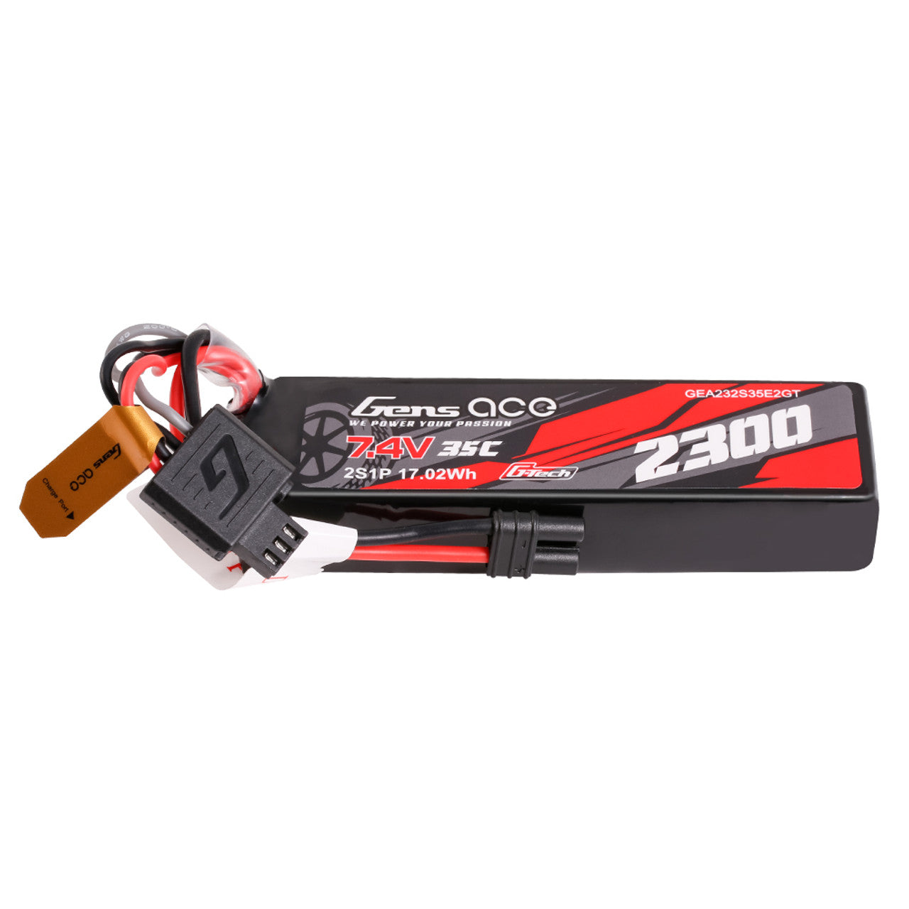 Gens ace: 2300mAh 2S 35C 7.4V G-Tech Lipo Battery Pack with IEC2 Plug GensTattu