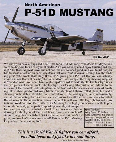 Balsa USA: P51D Mustang (SKU416)