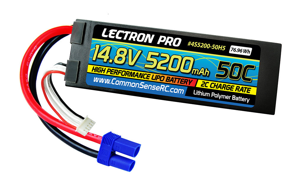 Lectron Pro 14.8V 5200mAh 50C Lipo Battery Hard Case with EC5 Connector #4S5200-50H5 Common Sense RC