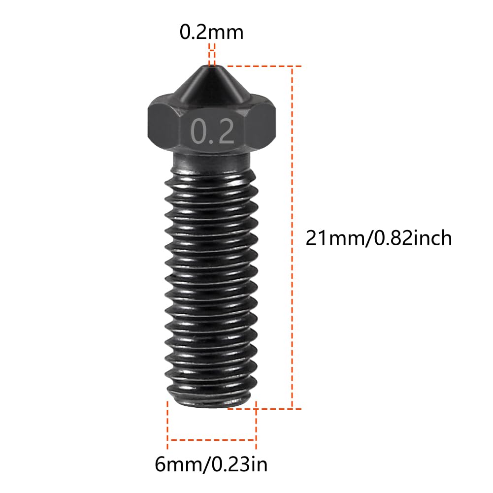 Friendly Hobbies 0.2mm 3D Printer Stainless Steel Nozzle -Compatible with E3D Volcano ZYLtech