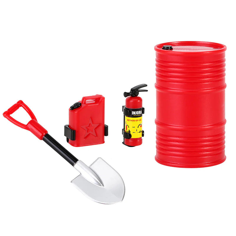 INJORA Mini Fuel Tank Fire Extinguisher Shovel Oil Drum Scale Accessories for 1/24 1/18 RC Crawlers INJORA
