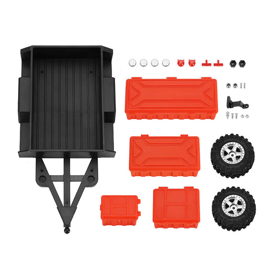 INJORA: Utility Trailer With Hitch And Storage Boxes For 1/18 TRX4M (AX-TC07) INJORA