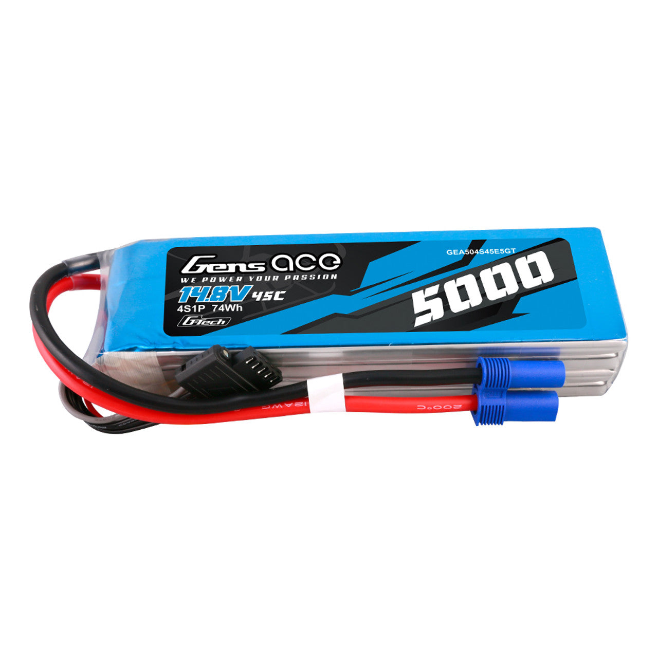 Gens ace: 5000mAh 4s 45C 14.8V G-tech Lipo Battery Pack with EC5 Plug GensTattu