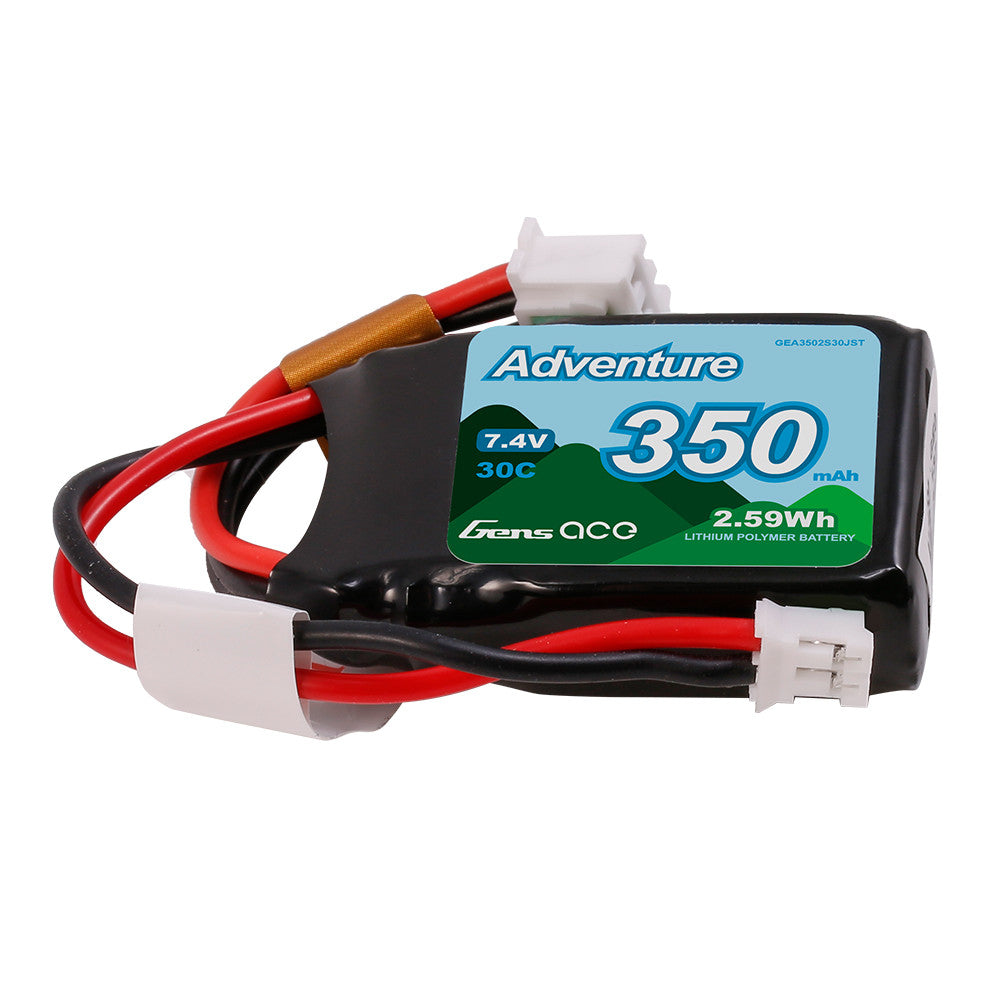 Gens ace 350mAh 2S 30C 7.4V Lipo Battery | JST Plug | Adventure (Non-G-Tech) GensTattu