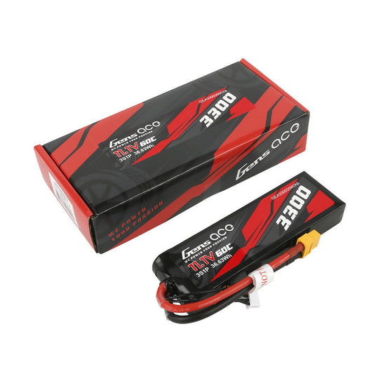 Gens ace G-tech 3300mAh 3S 11.1V 60C Lipo Battery Pack with XT60 Plug(GEA333S60X6GT) GensTattu