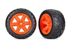 Traxxas Tires & wheels, assembled, glued (2.8") (RXT orange wheels, Anaconda tires, foam inserts) (4WD electric front/rear, 2WD electric front only) (2) (TSM rated) (6775A) TRAXXAS