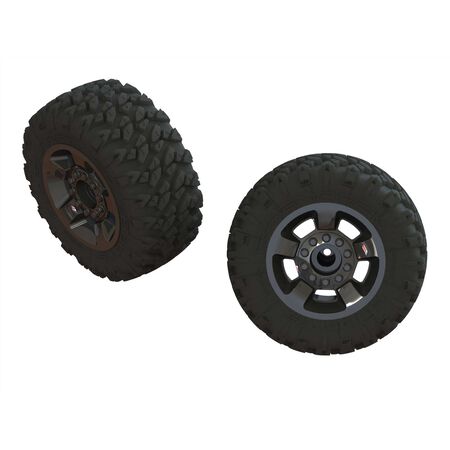 ARRMA 1/8 RAGNAROK MT Front/Rear 2.8 Pre-Mounted Tires, ST, 14mm Hex, Black Chrome (2) (ARA550053) Horizon Hobby