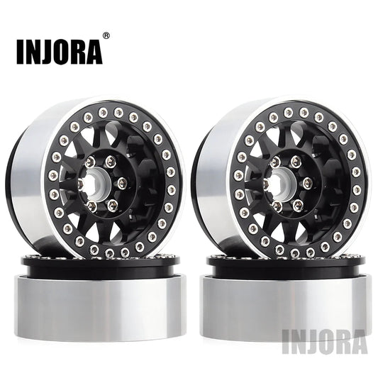 INJORA 4PCS 1.9" 12-spoke Metal Beadlock Wheel Rims for 1/10 RC Rock Crawler (CRAW18239_07BK) INJORA