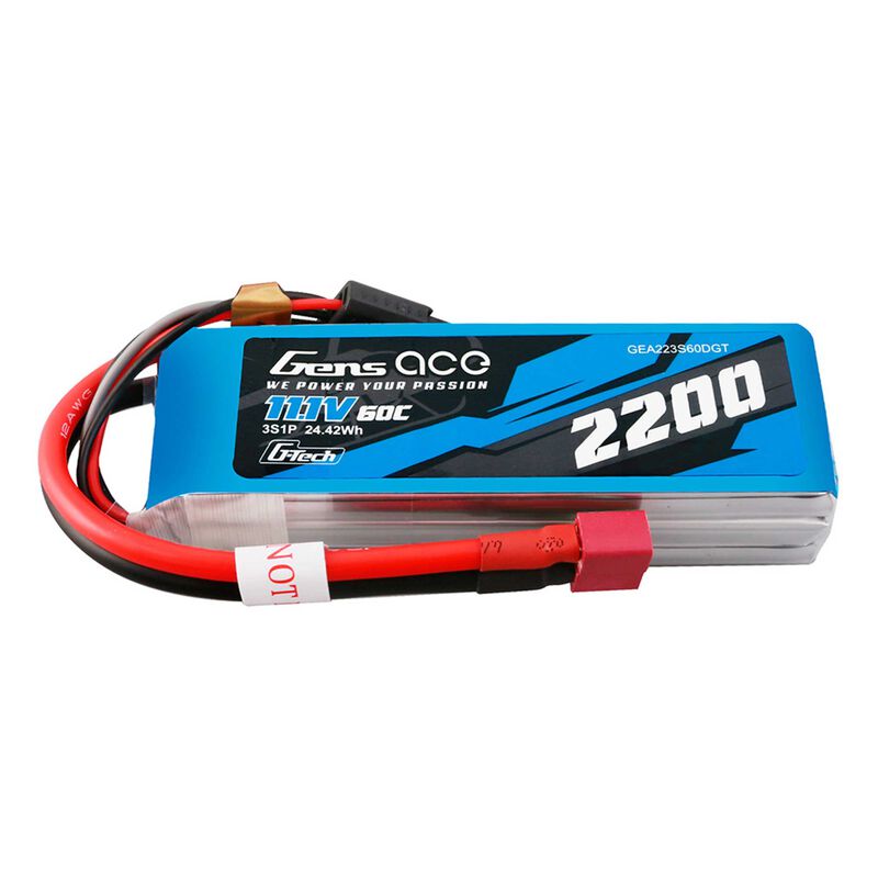 Gens Ace 11.1V 2200mAh 60C G-Tech Smart LiPo Battery: Deans (GEA223S60DGT) GensTattu