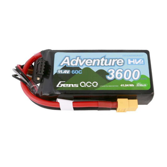 Gens Ace 11.4V 3600mAh 3S 60C G-Tech Smart Lipo Battery: XT60 Item No. Gens ace - (GEA363S60X6GT)