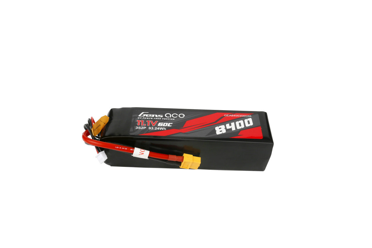 Gens Ace 8400mAh 3S2P 60C 11.1V Lipo Battery Pack with XT60T Plug (GEA84003S60X6) GensTattu