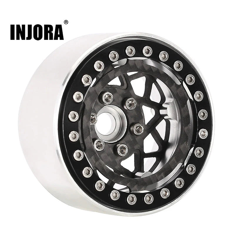 INJORA Carbon Fiber Aluminum Negative Offset 10mm 1.9" Beadlock Wheels for 1/10 RC Crawlers (W1952) INJORA