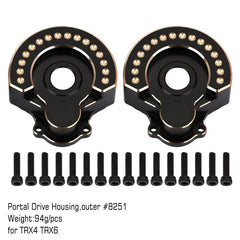 INJORA 94g/pcs Black Brass Counterweight Outer Portal Drive Housing #8251 for TRX-4 TRX-6 INJORA