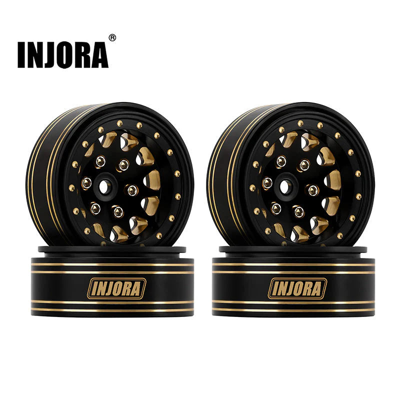 INJORA 1.3" 68g/pcs Brass Beadlock Wheels for 1/24 1/18 RC Crawler (YQW-1301BGD) INJORA