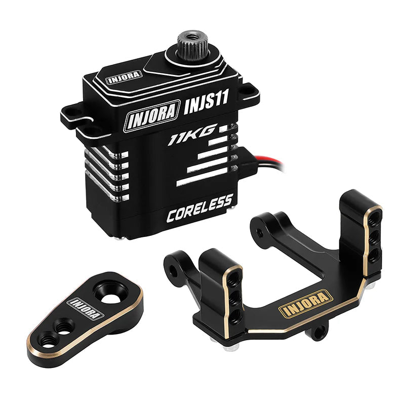 INJORA Adjustable Black Brass Servo Mount & Horn for 1/18 Redcat Ascent18 (INJS11-ASC18) INJORA