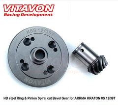 VITAVON HD Steel Ring&Pinion Gear Set 12/39T For Arrma Kraton 8S Outcast 8S - Vitavon (K8S0041) Vitavon