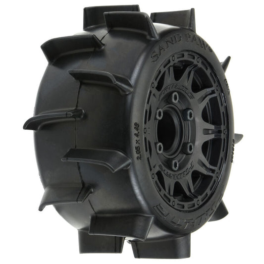 Pro-Line: 1/10 Sand Paw LP F/R 2.8" MT Tires Mounted 12mm/14mm Black Raid (2) (PRO1016010) Horizon Hobby