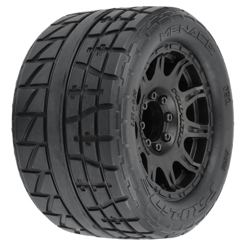Pro-Line Racing 1/8 Menace HP BELTED F/R 3.8" MT Tires Mounted 17mm Black Raid (2) Horizon Hobby