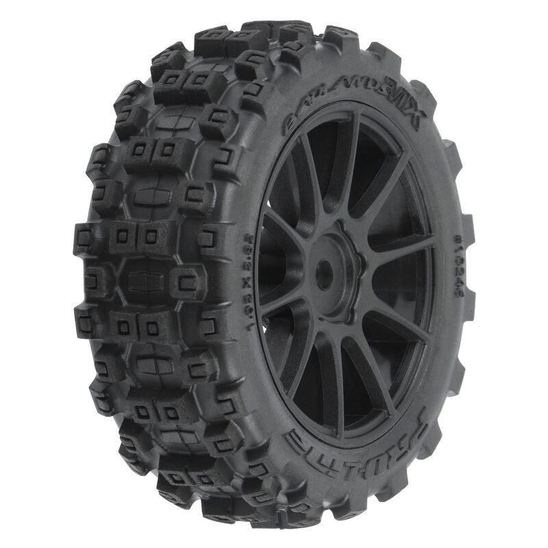 Pro-Line Badlands MX 1.9" Buggy Tires MTD Mach-10 Black Wheels: Typhon GROM (PRO1024610) Horizon Hobby