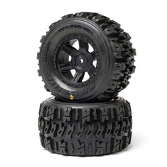 Pro-Pro-Line Racing 1/16 Trencher Front/Rear Tires Mounted Desperado 2.0 Wheels, 12mm Hex, Black (2): Traxxas Mini Maxx TRAXXAS