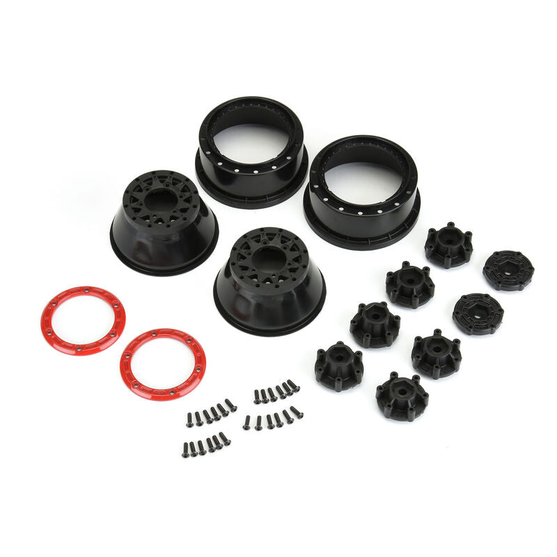 Pro-Line 1/10 Raid Bead-Loc Fr/Rr 2.2"/3.0" 12 & 14mm SC Wheels (2) Red/Black (PRO281104) Horizon Hobby