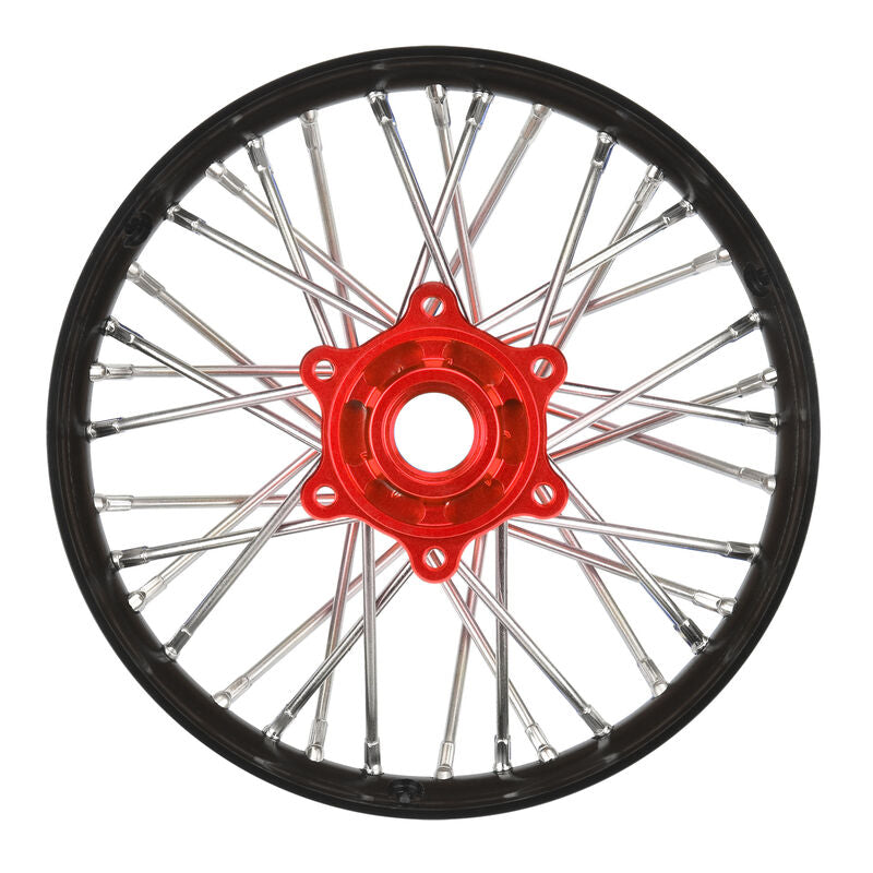 LOSI 1/4 Pro-Spec Aluminum V2 Bead Rear Wheel Black/Red (1): Promoto-MX Horizon Hobby