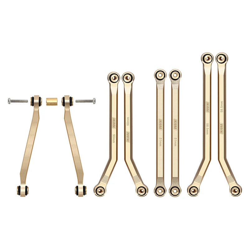 INJORA 8PCS 37g Heavy Brass High Clearance Chassis 4 Links Set for SCX24 C10 JLU Bronco Base Camp 4Runner INJORA