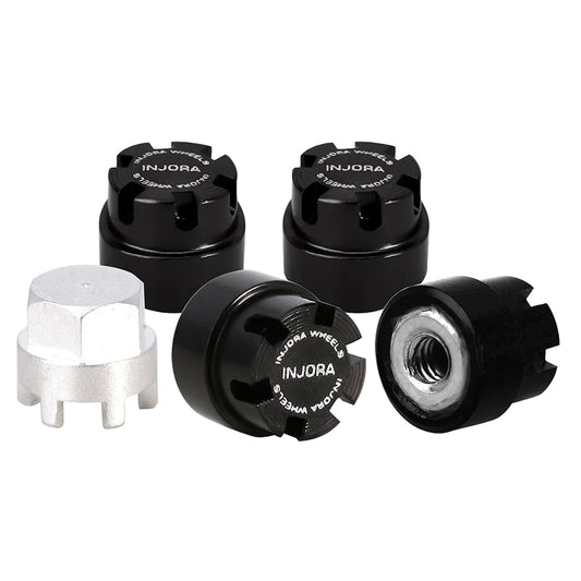 INJORA M2 Wheel Nuts Cap Locking Hubs CNC Aluminum Upgrade for 1/24 RC Crawler (YQ-WH-16BK) INJORA