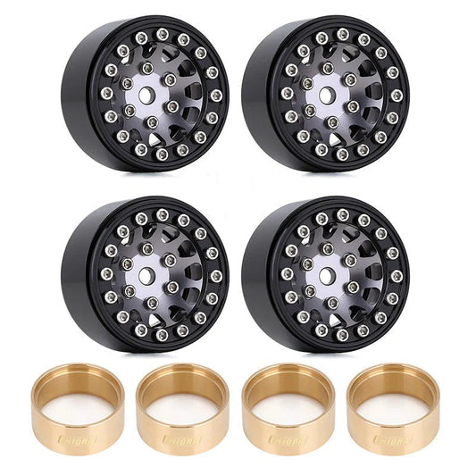 INJORA 1.0" 12-Spokes Beadlock Aluminum Wheel Rims for 1/24 RC Crawlers (4) (W1049) INJORA